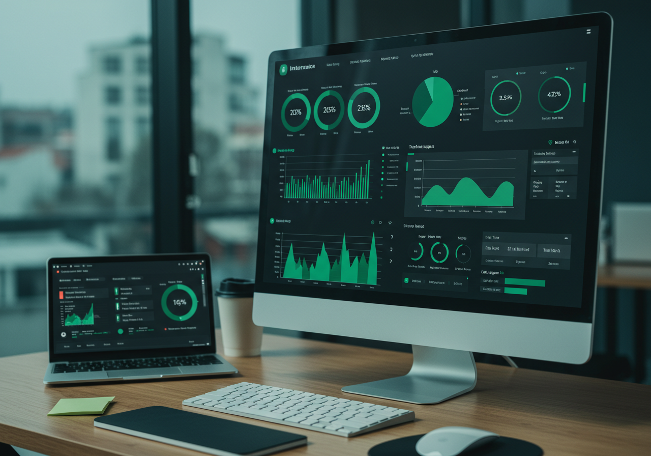 Dashboard de um sistema web corporativo para gestão de processos.
